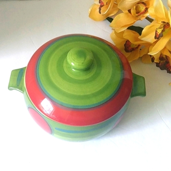 GAIL PITTMAN VINTAGE SIGNED CERAMIC STOCK POT RETRO RED DOT SERIES POTTERY - Picture 9 of 9